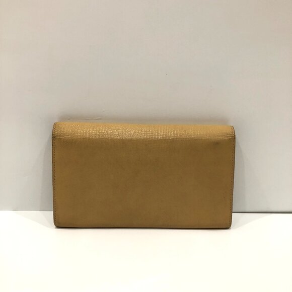 Prada Beige Leather Flap Long Wallet Sku#84452 (Gently used, corners rubbing) - Picture 2 of 13